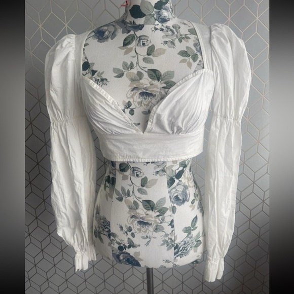 WHITE PrettyLittleThing crop top shirt , M / 10 - Picture 3 of 13